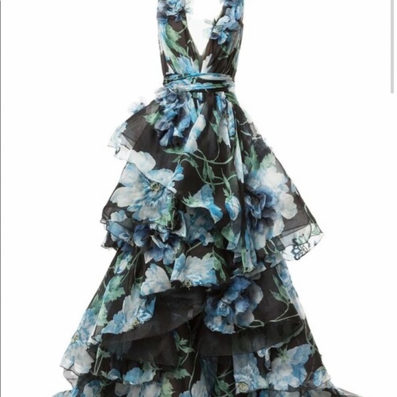 Marchesa couture floral chiffon gown - Picture 5 of 7